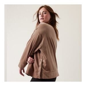 Athleta | 2X Retroplush Women’s Brown Velvet Pullover Sweatshirt Long Sleeve